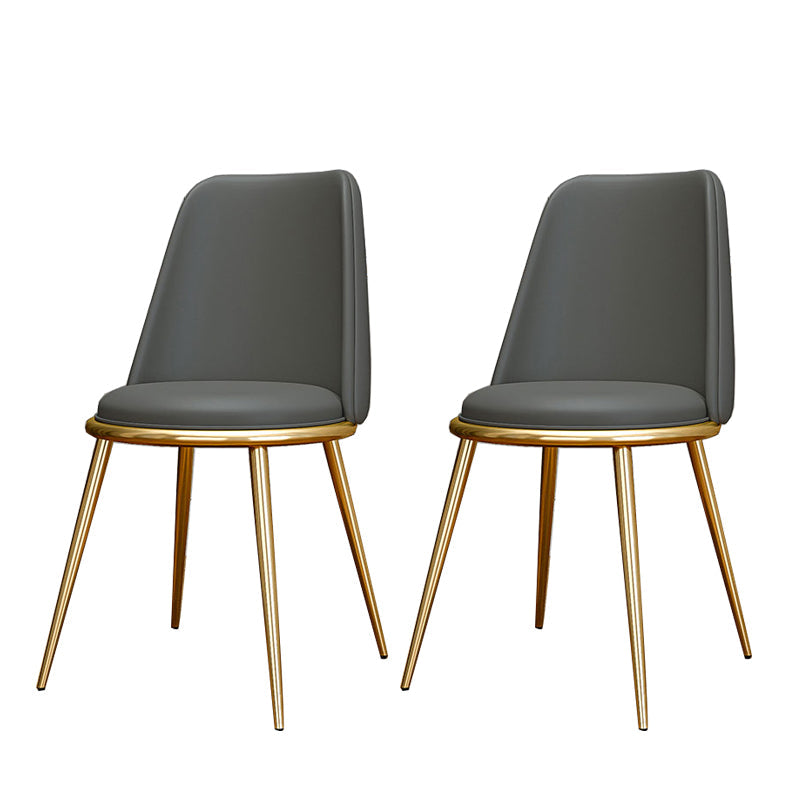 Glam Style Side Chair Parsons Indoor Dining Chair with Gold Legs Dark Gray 2 Piece Set Clearhalo 'Dining Chairs' 'Dining Tables & Seating' 'dining_chair' 'furn' 'furn_dining_chair' 'Furniture' 'furniture_dining_chair' 'Kitchen & Dining Furniture' 4978296