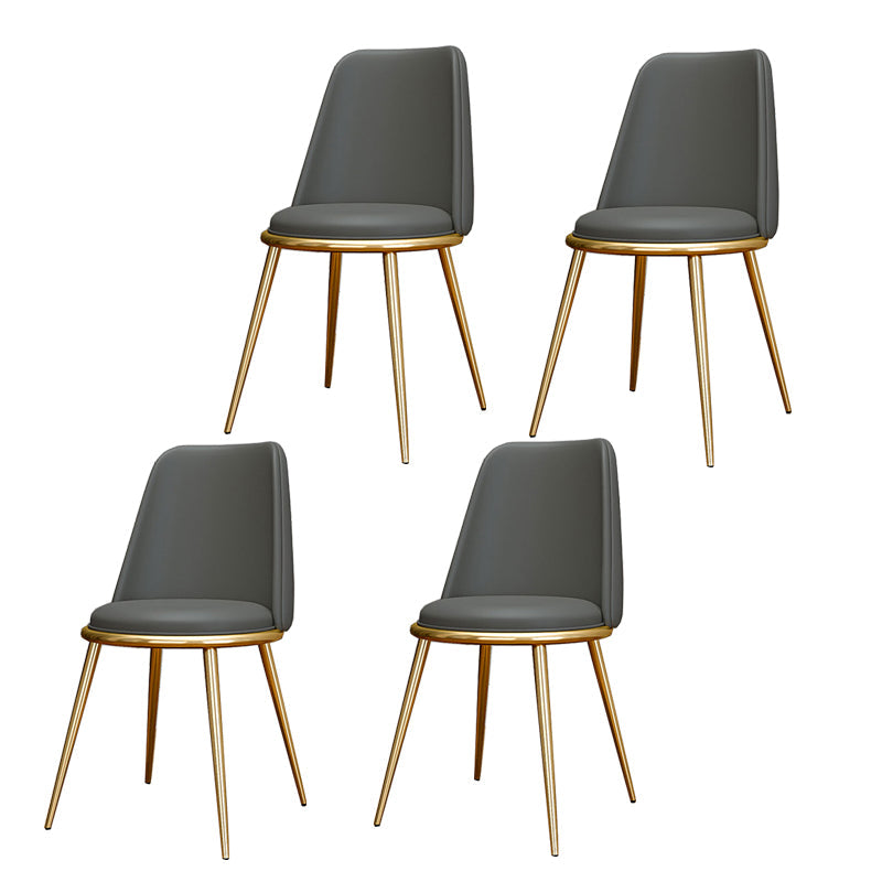 Glam Style Side Chair Parsons Indoor Dining Chair with Gold Legs Dark Gray 4 Piece Set Clearhalo 'Dining Chairs' 'Dining Tables & Seating' 'dining_chair' 'furn' 'furn_dining_chair' 'Furniture' 'furniture_dining_chair' 'Kitchen & Dining Furniture' 4978297