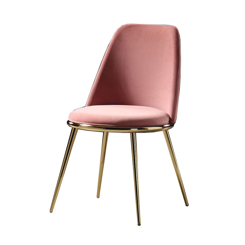 Glam Style Side Chair Parsons Indoor Dining Chair with Gold Legs Pink 1 Piece Clearhalo 'Dining Chairs' 'Dining Tables & Seating' 'dining_chair' 'furn' 'furn_dining_chair' 'Furniture' 'furniture_dining_chair' 'Kitchen & Dining Furniture' 4978298