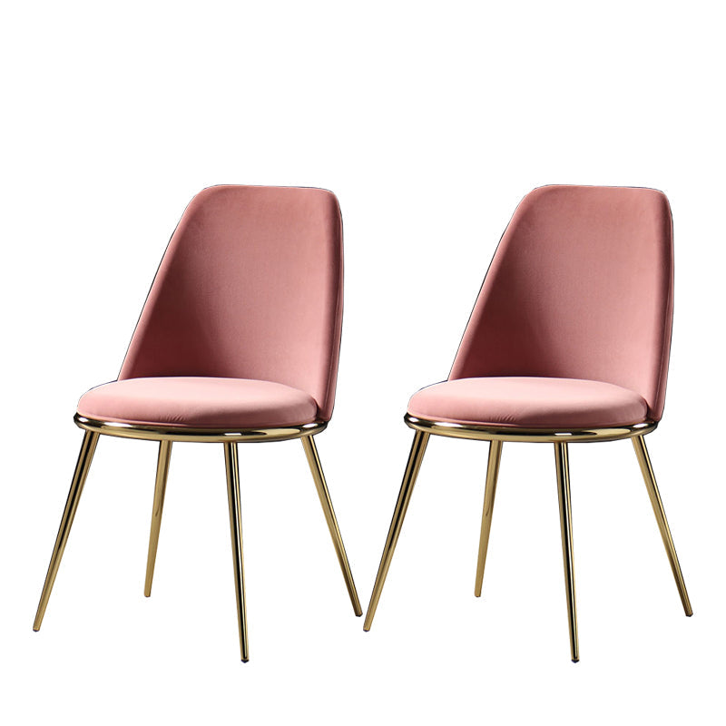 Glam Style Side Chair Parsons Indoor Dining Chair with Gold Legs Pink 2 Piece Set Clearhalo 'Dining Chairs' 'Dining Tables & Seating' 'dining_chair' 'furn' 'furn_dining_chair' 'Furniture' 'furniture_dining_chair' 'Kitchen & Dining Furniture' 4978299