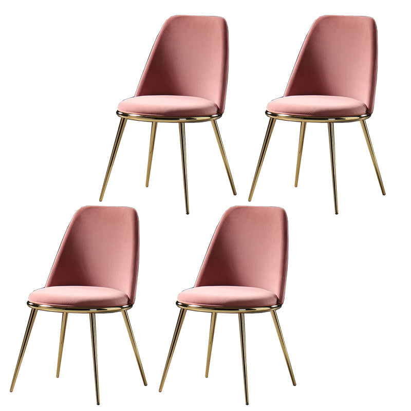 Glam Style Side Chair Parsons Indoor Dining Chair with Gold Legs Pink 4 Piece Set Clearhalo 'Dining Chairs' 'Dining Tables & Seating' 'dining_chair' 'furn' 'furn_dining_chair' 'Furniture' 'furniture_dining_chair' 'Kitchen & Dining Furniture' 4978300