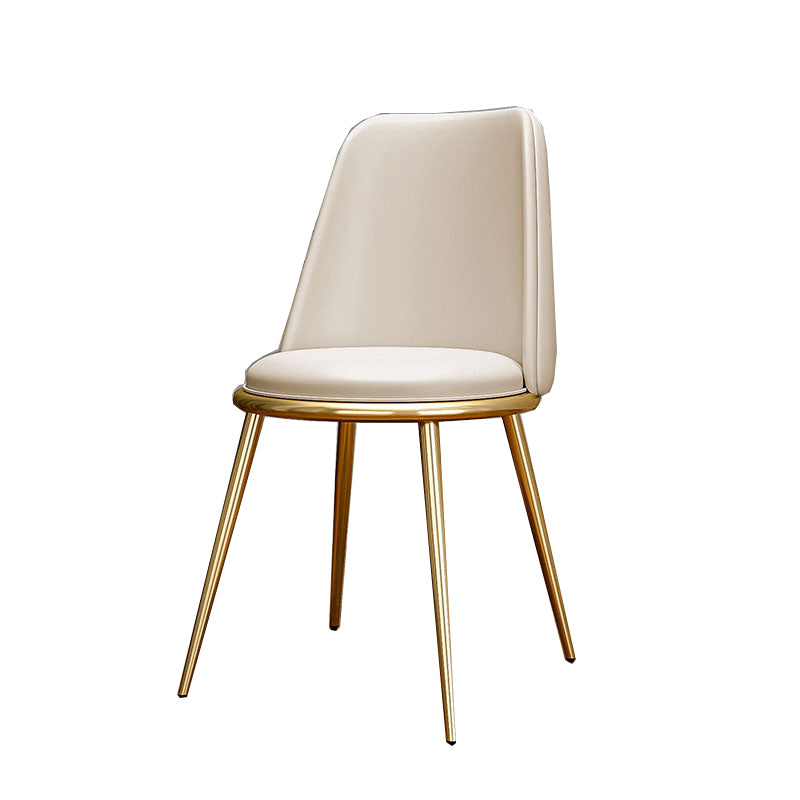 Glam Style Side Chair Parsons Indoor Dining Chair with Gold Legs Off-White 1 Piece Clearhalo 'Dining Chairs' 'Dining Tables & Seating' 'dining_chair' 'furn' 'furn_dining_chair' 'Furniture' 'furniture_dining_chair' 'Kitchen & Dining Furniture' 4978301