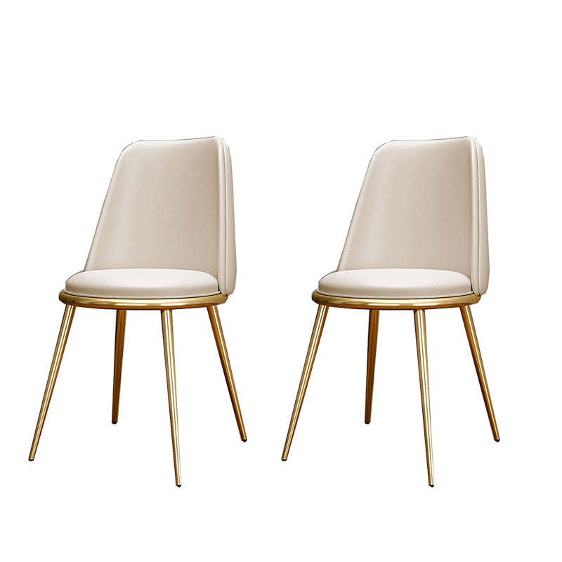 Glam Style Side Chair Parsons Indoor Dining Chair with Gold Legs Off-White 2 Piece Set Clearhalo 'Dining Chairs' 'Dining Tables & Seating' 'dining_chair' 'furn' 'furn_dining_chair' 'Furniture' 'furniture_dining_chair' 'Kitchen & Dining Furniture' 4978302