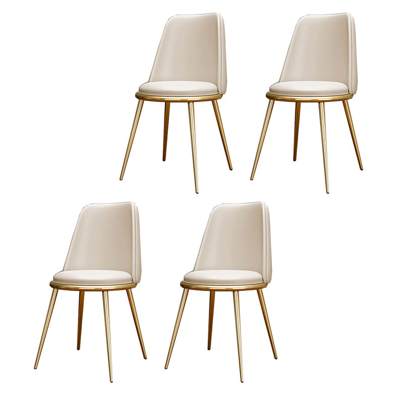 Glam Style Side Chair Parsons Indoor Dining Chair with Gold Legs Off-White 4 Piece Set Clearhalo 'Dining Chairs' 'Dining Tables & Seating' 'dining_chair' 'furn' 'furn_dining_chair' 'Furniture' 'furniture_dining_chair' 'Kitchen & Dining Furniture' 4978303
