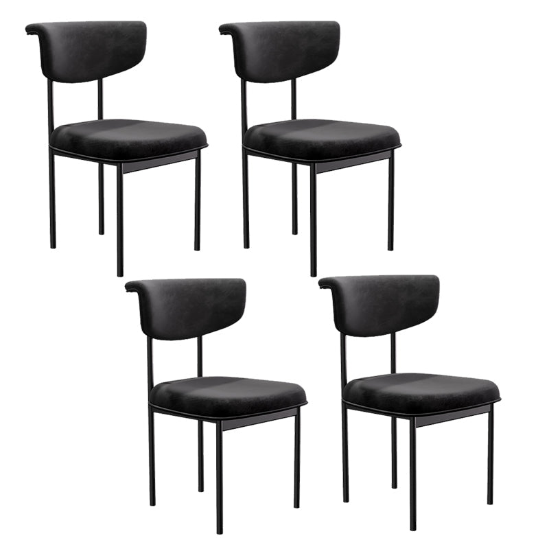 Modern Upholstered Side Chair Open Back Dining Room Chair for Indoor Black 4 Piece Set Clearhalo 'Dining Chairs' 'Dining Tables & Seating' 'dining_chair' 'furn' 'furn_dining_chair' 'Furniture' 'furniture_dining_chair' 'Kitchen & Dining Furniture' 4978315