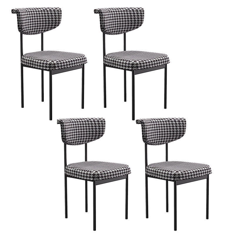 Modern Upholstered Side Chair Open Back Dining Room Chair for Indoor Black White 4 Piece Set Clearhalo 'Dining Chairs' 'Dining Tables & Seating' 'dining_chair' 'furn' 'furn_dining_chair' 'Furniture' 'furniture_dining_chair' 'Kitchen & Dining Furniture' 4978328