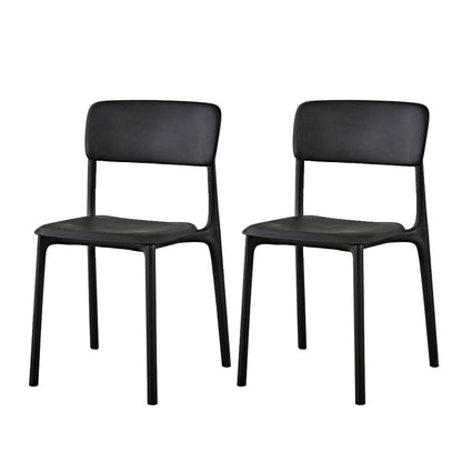 Plastic Modern Contemporary Kitchen Chair Armless Open Back Dining Room Chair Black Plastic & Acrylic 2 Piece Set Clearhalo 'Dining Chairs' 'Dining Tables & Seating' 'dining_chair' 'furn' 'furn_dining_chair' 'Furniture' 'furniture_dining_chair' 'Kitchen & Dining Furniture' 4978334