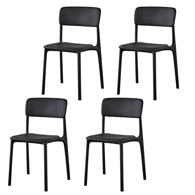 Plastic Modern Contemporary Kitchen Chair Armless Open Back Dining Room Chair Black Plastic & Acrylic 4 Piece Set Clearhalo 'Dining Chairs' 'Dining Tables & Seating' 'dining_chair' 'furn' 'furn_dining_chair' 'Furniture' 'furniture_dining_chair' 'Kitchen & Dining Furniture' 4978335
