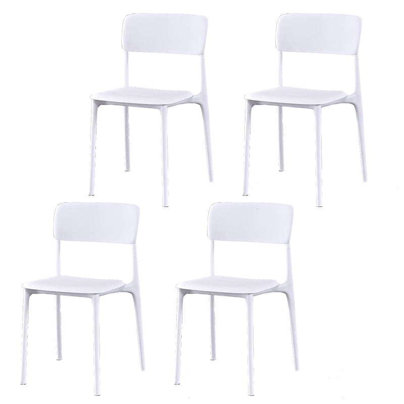 Plastic Modern Contemporary Kitchen Chair Armless Open Back Dining Room Chair White Plastic & Acrylic 4 Piece Set Clearhalo 'Dining Chairs' 'Dining Tables & Seating' 'dining_chair' 'furn' 'furn_dining_chair' 'Furniture' 'furniture_dining_chair' 'Kitchen & Dining Furniture' 4978340