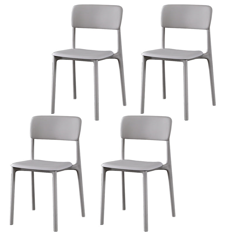 Plastic Modern Contemporary Kitchen Chair Armless Open Back Dining Room Chair Grey Plastic & Acrylic 4 Piece Set Clearhalo 'Dining Chairs' 'Dining Tables & Seating' 'dining_chair' 'furn' 'furn_dining_chair' 'Furniture' 'furniture_dining_chair' 'Kitchen & Dining Furniture' 4978344