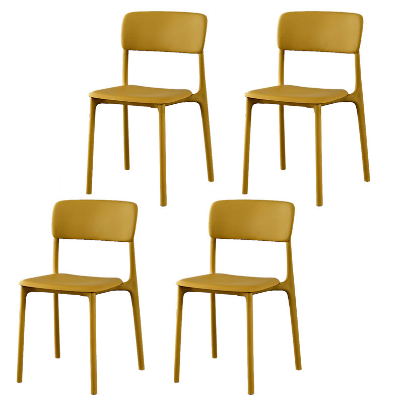 Plastic Modern Contemporary Kitchen Chair Armless Open Back Dining Room Chair Yellow Plastic & Acrylic 4 Piece Set Clearhalo 'Dining Chairs' 'Dining Tables & Seating' 'dining_chair' 'furn' 'furn_dining_chair' 'Furniture' 'furniture_dining_chair' 'Kitchen & Dining Furniture' 4978348