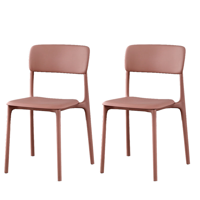 Plastic Modern Contemporary Kitchen Chair Armless Open Back Dining Room Chair Pink Plastic & Acrylic 2 Piece Set Clearhalo 'Dining Chairs' 'Dining Tables & Seating' 'dining_chair' 'furn' 'furn_dining_chair' 'Furniture' 'furniture_dining_chair' 'Kitchen & Dining Furniture' 4978350