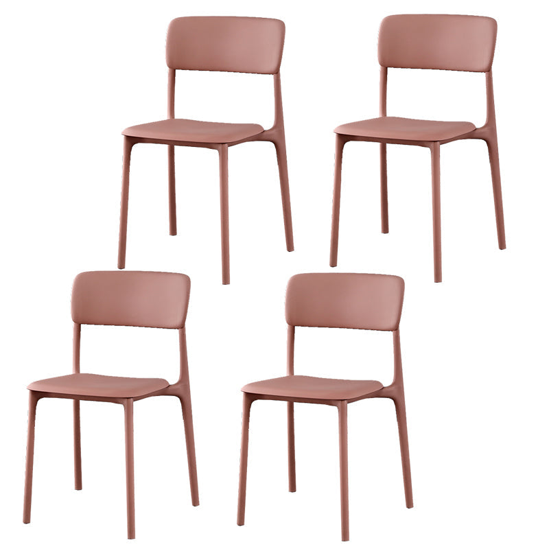Plastic Modern Contemporary Kitchen Chair Armless Open Back Dining Room Chair Pink Plastic & Acrylic 4 Piece Set Clearhalo 'Dining Chairs' 'Dining Tables & Seating' 'dining_chair' 'furn' 'furn_dining_chair' 'Furniture' 'furniture_dining_chair' 'Kitchen & Dining Furniture' 4978351