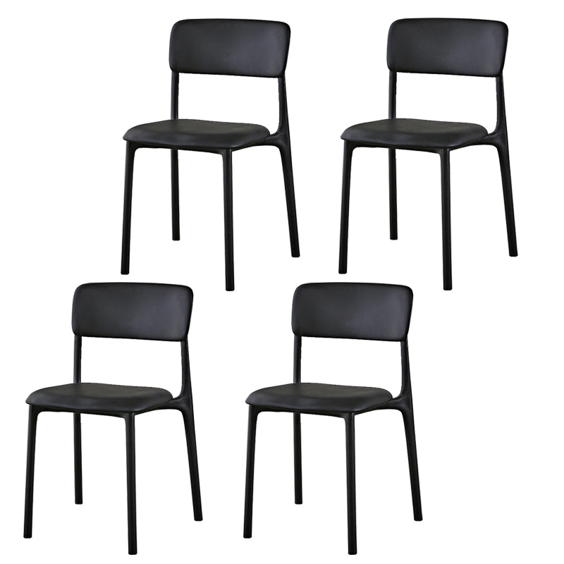 Plastic Modern Contemporary Kitchen Chair Armless Open Back Dining Room Chair Black Faux Leather 4 Piece Set Clearhalo 'Dining Chairs' 'Dining Tables & Seating' 'dining_chair' 'furn' 'furn_dining_chair' 'Furniture' 'furniture_dining_chair' 'Kitchen & Dining Furniture' 4978355