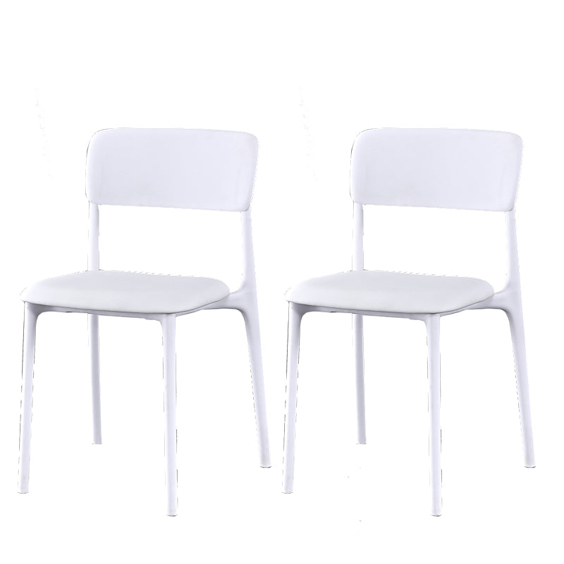 Plastic Modern Contemporary Kitchen Chair Armless Open Back Dining Room Chair White Faux Leather 2 Piece Set Clearhalo 'Dining Chairs' 'Dining Tables & Seating' 'dining_chair' 'furn' 'furn_dining_chair' 'Furniture' 'furniture_dining_chair' 'Kitchen & Dining Furniture' 4978356