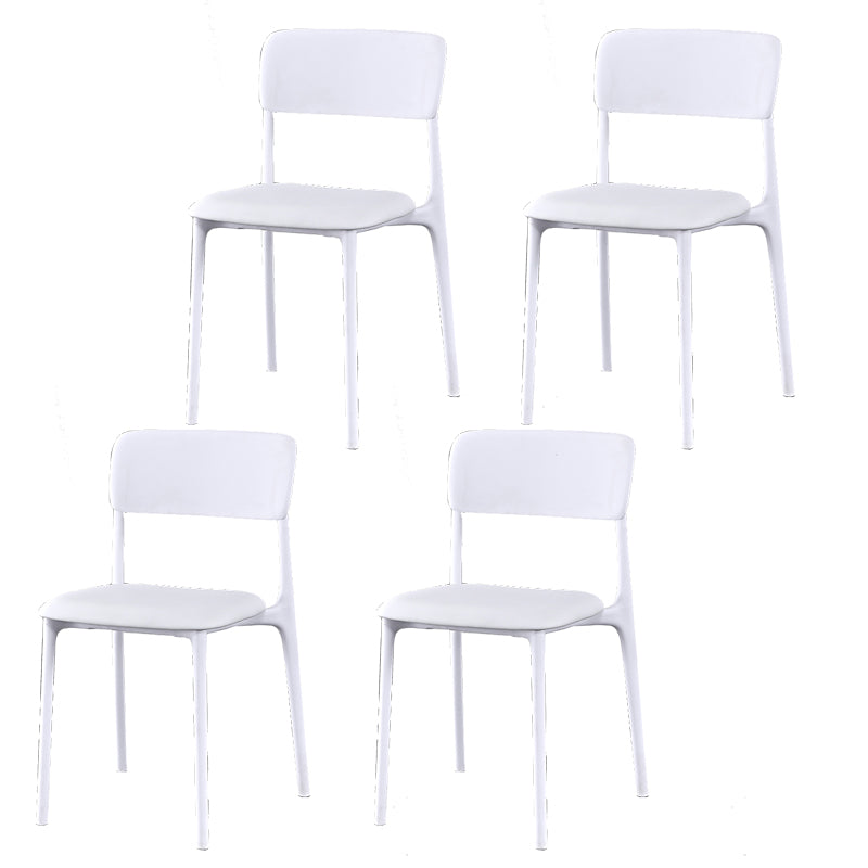 Plastic Modern Contemporary Kitchen Chair Armless Open Back Dining Room Chair White Faux Leather 4 Piece Set Clearhalo 'Dining Chairs' 'Dining Tables & Seating' 'dining_chair' 'furn' 'furn_dining_chair' 'Furniture' 'furniture_dining_chair' 'Kitchen & Dining Furniture' 4978357