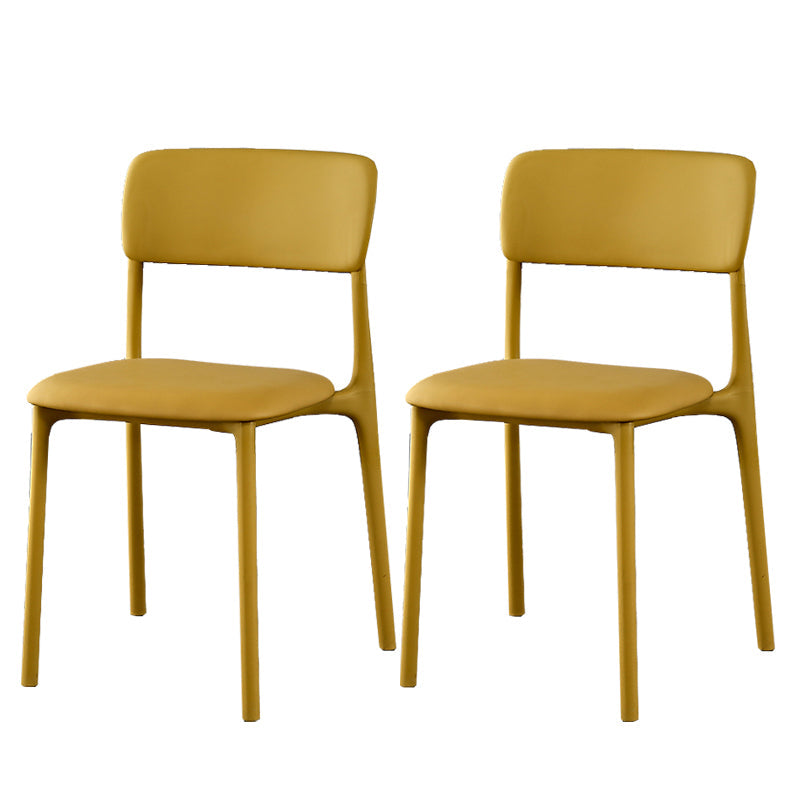 Plastic Modern Contemporary Kitchen Chair Armless Open Back Dining Room Chair Yellow Faux Leather 2 Piece Set Clearhalo 'Dining Chairs' 'Dining Tables & Seating' 'dining_chair' 'furn' 'furn_dining_chair' 'Furniture' 'furniture_dining_chair' 'Kitchen & Dining Furniture' 4978358