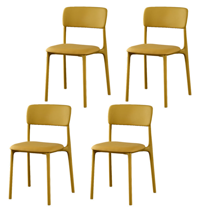 Plastic Modern Contemporary Kitchen Chair Armless Open Back Dining Room Chair Yellow Faux Leather 4 Piece Set Clearhalo 'Dining Chairs' 'Dining Tables & Seating' 'dining_chair' 'furn' 'furn_dining_chair' 'Furniture' 'furniture_dining_chair' 'Kitchen & Dining Furniture' 4978359