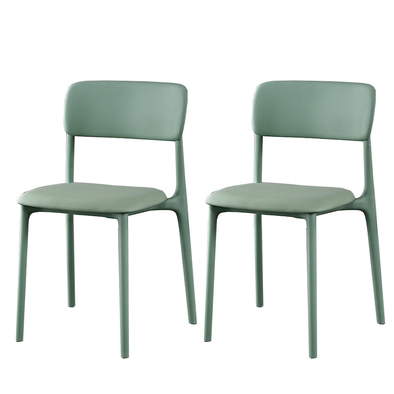 Plastic Modern Contemporary Kitchen Chair Armless Open Back Dining Room Chair Green Faux Leather 2 Piece Set Clearhalo 'Dining Chairs' 'Dining Tables & Seating' 'dining_chair' 'furn' 'furn_dining_chair' 'Furniture' 'furniture_dining_chair' 'Kitchen & Dining Furniture' 4978360
