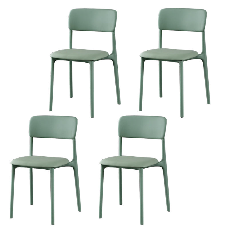 Plastic Modern Contemporary Kitchen Chair Armless Open Back Dining Room Chair Green Faux Leather 4 Piece Set Clearhalo 'Dining Chairs' 'Dining Tables & Seating' 'dining_chair' 'furn' 'furn_dining_chair' 'Furniture' 'furniture_dining_chair' 'Kitchen & Dining Furniture' 4978361