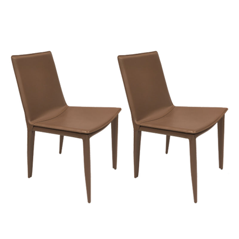 Glam Dining Room Side Chairs Leather Armless Dining Chairs for Home Brown 2 Piece Set Clearhalo 'Dining Chairs' 'Dining Tables & Seating' 'dining_chair' 'furn' 'furn_dining_chair' 'Furniture' 'furniture_dining_chair' 'Kitchen & Dining Furniture' 4978367
