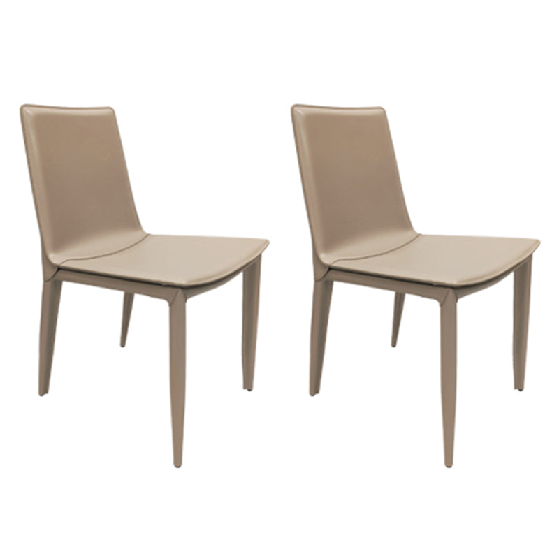 Glam Dining Room Side Chairs Leather Armless Dining Chairs for Home Cream Gray 2 Piece Set Clearhalo 'Dining Chairs' 'Dining Tables & Seating' 'dining_chair' 'furn' 'furn_dining_chair' 'Furniture' 'furniture_dining_chair' 'Kitchen & Dining Furniture' 4978369