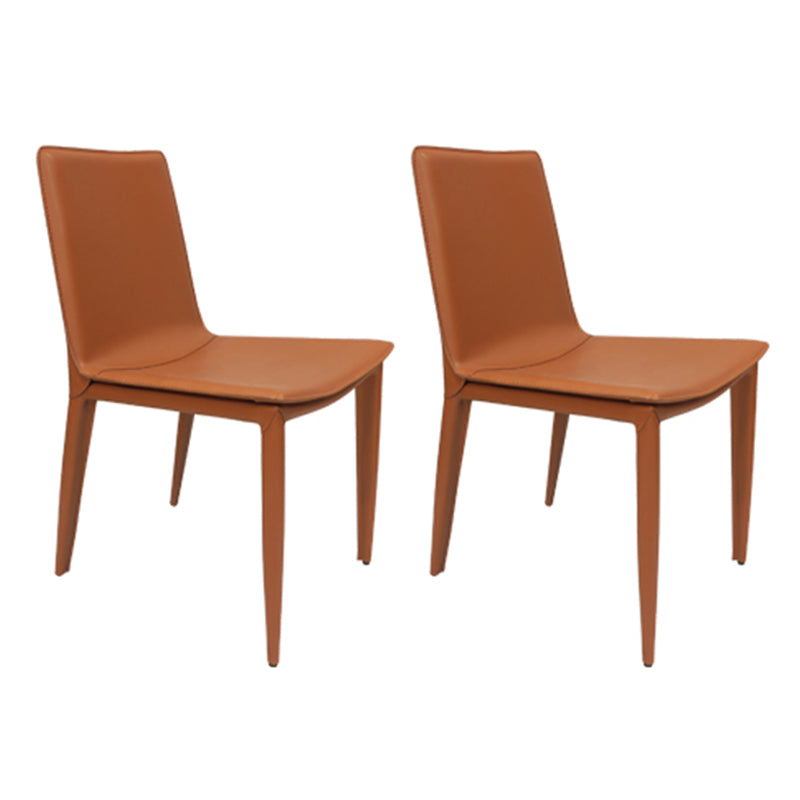 Glam Dining Room Side Chairs Leather Armless Dining Chairs for Home Orange 2 Piece Set Clearhalo 'Dining Chairs' 'Dining Tables & Seating' 'dining_chair' 'furn' 'furn_dining_chair' 'Furniture' 'furniture_dining_chair' 'Kitchen & Dining Furniture' 4978372