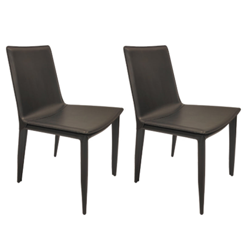Glam Dining Room Side Chairs Leather Armless Dining Chairs for Home Black 2 Piece Set Clearhalo 'Dining Chairs' 'Dining Tables & Seating' 'dining_chair' 'furn' 'furn_dining_chair' 'Furniture' 'furniture_dining_chair' 'Kitchen & Dining Furniture' 4978378