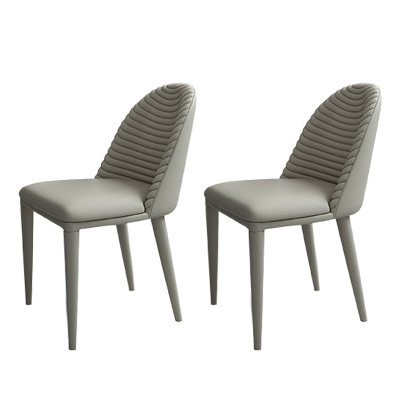 Glam Dining Room Side Chairs Faux Leather Metal Base Armless Chairs White 2 Piece Set Clearhalo 'Dining Chairs' 'Dining Tables & Seating' 'dining_chair' 'furn' 'furn_dining_chair' 'Furniture' 'furniture_dining_chair' 'Kitchen & Dining Furniture' 4978390