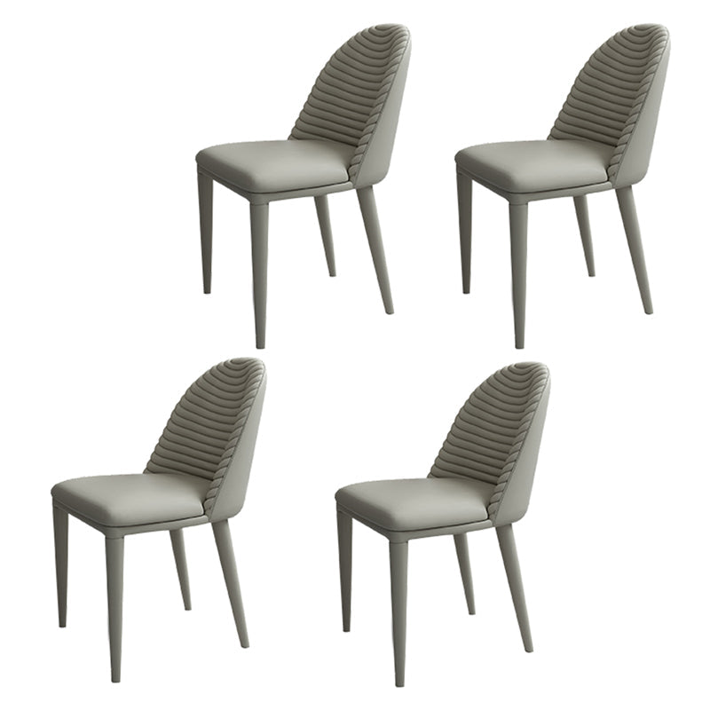 Glam Dining Room Side Chairs Faux Leather Metal Base Armless Chairs White 4 Piece Set Clearhalo 'Dining Chairs' 'Dining Tables & Seating' 'dining_chair' 'furn' 'furn_dining_chair' 'Furniture' 'furniture_dining_chair' 'Kitchen & Dining Furniture' 4978392