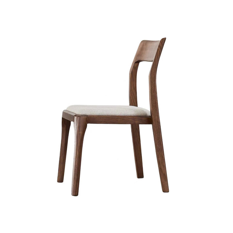 Armless Dining Chairs Modern Ash Wood Side Chairs for Dining Room Walnut White Upholstered Chair(s) 1 Piece Clearhalo 'Dining Chairs' 'Dining Tables & Seating' 'dining_chair' 'furn' 'furn_dining_chair' 'Furniture' 'furniture_dining_chair' 'Kitchen & Dining Furniture' 4978404
