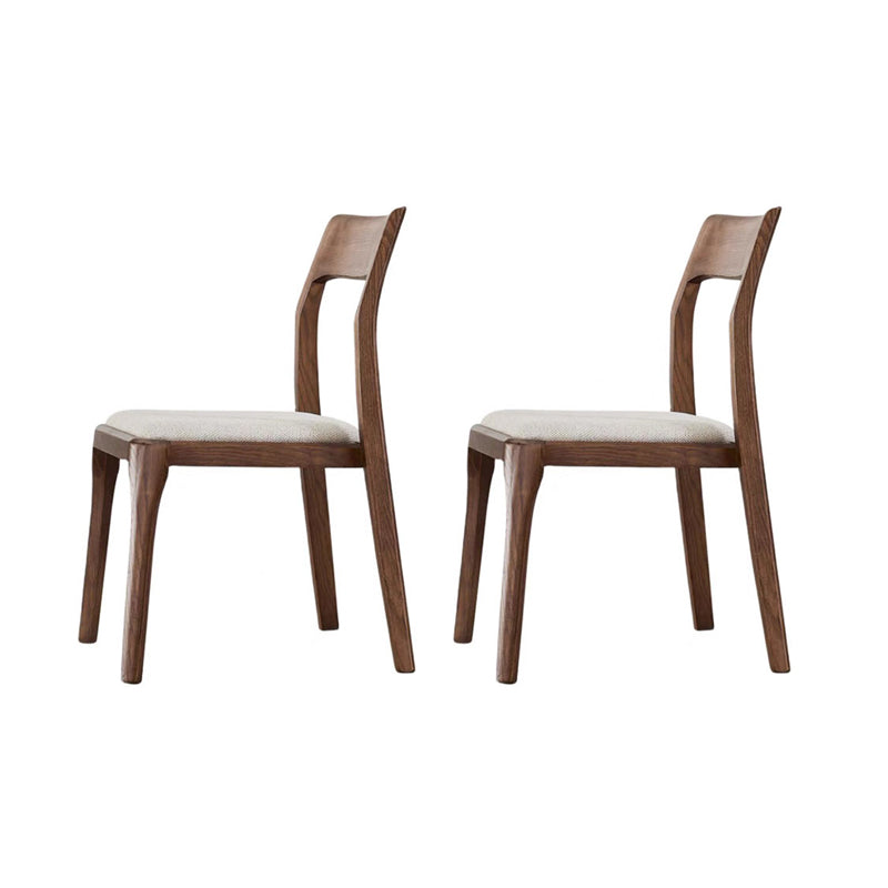 Armless Dining Chairs Modern Ash Wood Side Chairs for Dining Room Walnut White Upholstered Chair(s) 2 Piece Set Clearhalo 'Dining Chairs' 'Dining Tables & Seating' 'dining_chair' 'furn' 'furn_dining_chair' 'Furniture' 'furniture_dining_chair' 'Kitchen & Dining Furniture' 4978406
