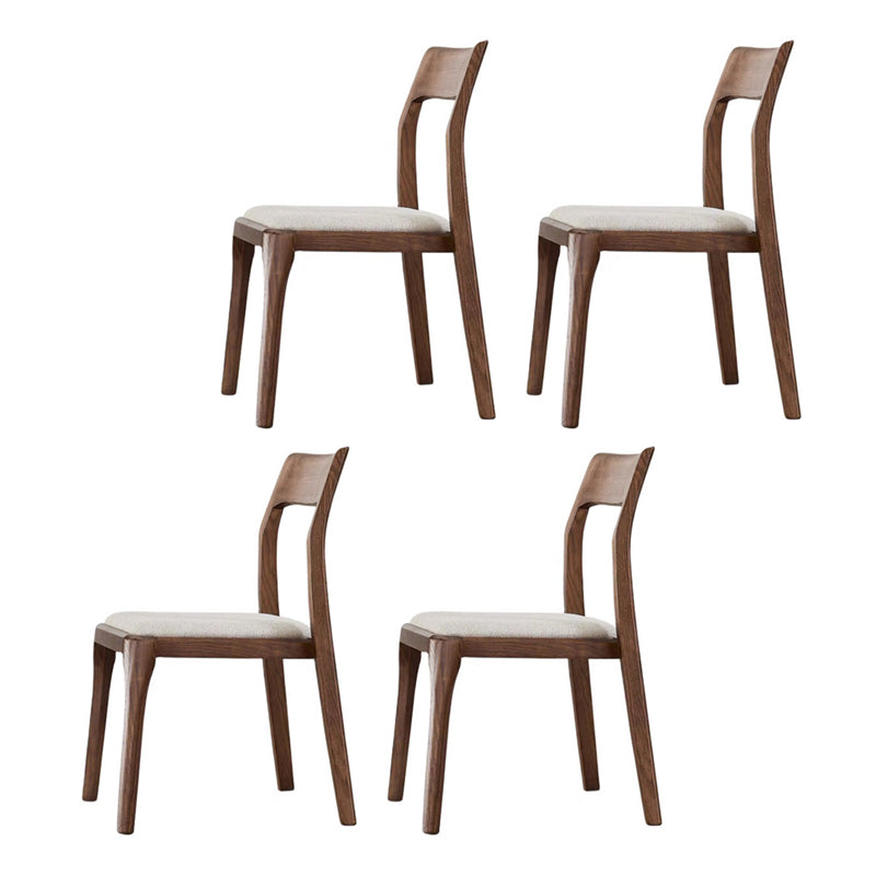 Armless Dining Chairs Modern Ash Wood Side Chairs for Dining Room Walnut White Upholstered Chair(s) 4 Piece Set Clearhalo 'Dining Chairs' 'Dining Tables & Seating' 'dining_chair' 'furn' 'furn_dining_chair' 'Furniture' 'furniture_dining_chair' 'Kitchen & Dining Furniture' 4978409