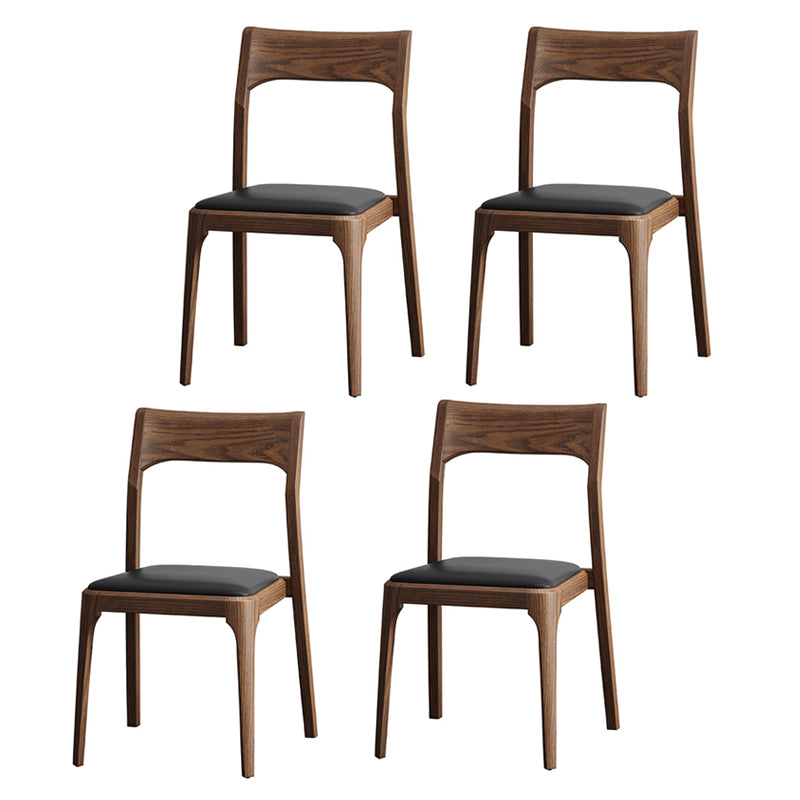 Armless Dining Chairs Modern Ash Wood Side Chairs for Dining Room Walnut Upholstered Chair(s) 4 Piece Set Clearhalo 'Dining Chairs' 'Dining Tables & Seating' 'dining_chair' 'furn' 'furn_dining_chair' 'Furniture' 'furniture_dining_chair' 'Kitchen & Dining Furniture' 4978415