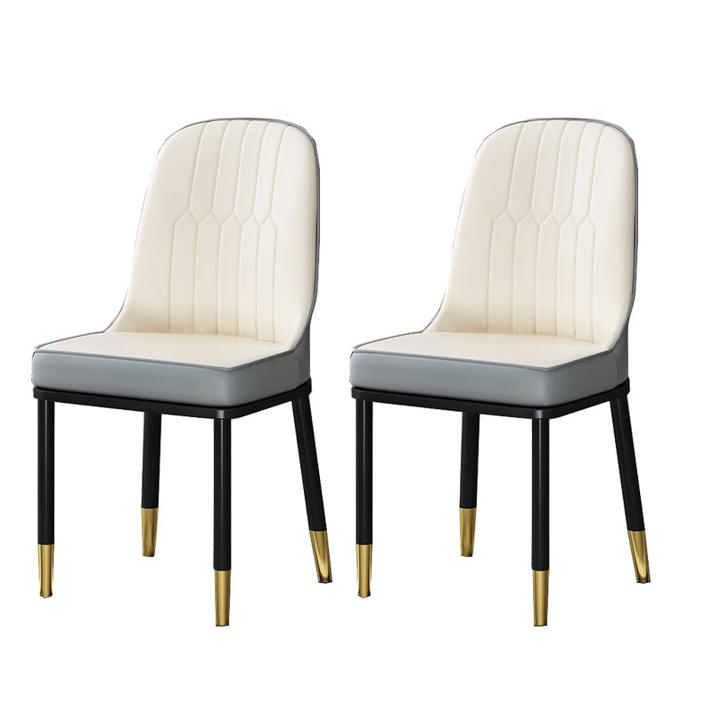 Glam Style Parsons Side Chair Faux Leather Indoor Dining Chair Off-White 2 Piece Set Brass Gold Clearhalo 'Dining Chairs' 'Dining Tables & Seating' 'dining_chair' 'furn' 'furn_dining_chair' 'Furniture' 'furniture_dining_chair' 'Kitchen & Dining Furniture' 4978430