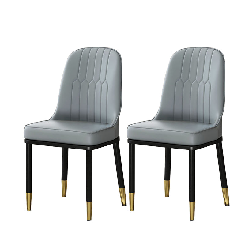 Glam Style Parsons Side Chair Faux Leather Indoor Dining Chair Grey 2 Piece Set Brass Gold Clearhalo 'Dining Chairs' 'Dining Tables & Seating' 'dining_chair' 'furn' 'furn_dining_chair' 'Furniture' 'furniture_dining_chair' 'Kitchen & Dining Furniture' 4978436