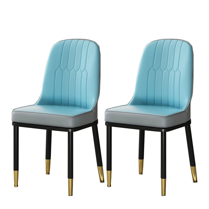 Glam Style Parsons Side Chair Faux Leather Indoor Dining Chair Blue 2 Piece Set Brass Gold Clearhalo 'Dining Chairs' 'Dining Tables & Seating' 'dining_chair' 'furn' 'furn_dining_chair' 'Furniture' 'furniture_dining_chair' 'Kitchen & Dining Furniture' 4978439