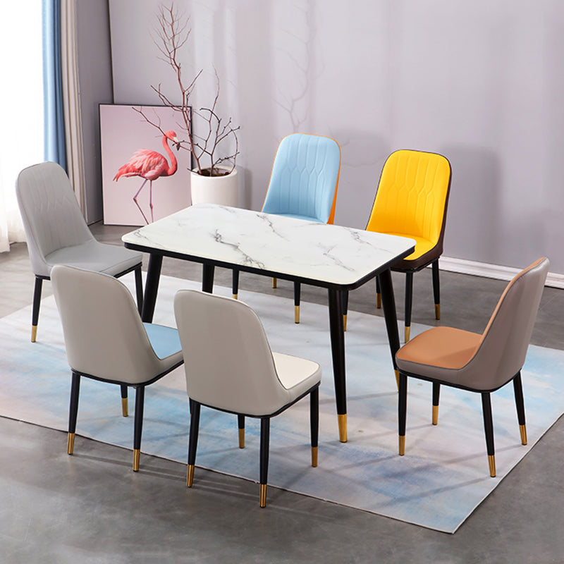 Glam Style Parsons Side Chair Faux Leather Indoor Dining Chair Clearhalo 'Dining Chairs' 'Dining Tables & Seating' 'dining_chair' 'furn' 'furn_dining_chair' 'Furniture' 'furniture_dining_chair' 'Kitchen & Dining Furniture' 4978440