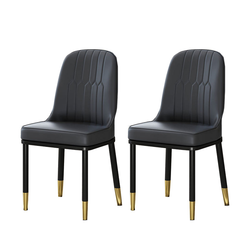 Glam Style Parsons Side Chair Faux Leather Indoor Dining Chair Black 2 Piece Set Brass Gold Clearhalo 'Dining Chairs' 'Dining Tables & Seating' 'dining_chair' 'furn' 'furn_dining_chair' 'Furniture' 'furniture_dining_chair' 'Kitchen & Dining Furniture' 4978441