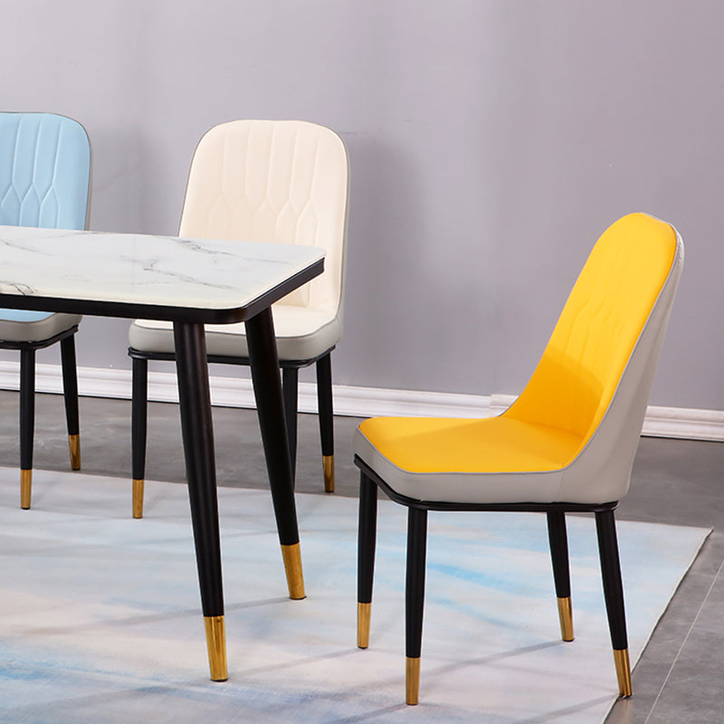 Glam Style Parsons Side Chair Faux Leather Indoor Dining Chair Clearhalo 'Dining Chairs' 'Dining Tables & Seating' 'dining_chair' 'furn' 'furn_dining_chair' 'Furniture' 'furniture_dining_chair' 'Kitchen & Dining Furniture' 4978442