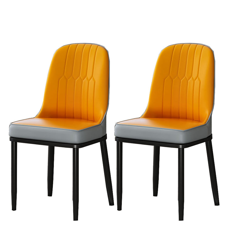 Glam Style Parsons Side Chair Faux Leather Indoor Dining Chair Orange Yellow 2 Piece Set Black Clearhalo 'Dining Chairs' 'Dining Tables & Seating' 'dining_chair' 'furn' 'furn_dining_chair' 'Furniture' 'furniture_dining_chair' 'Kitchen & Dining Furniture' 4978443
