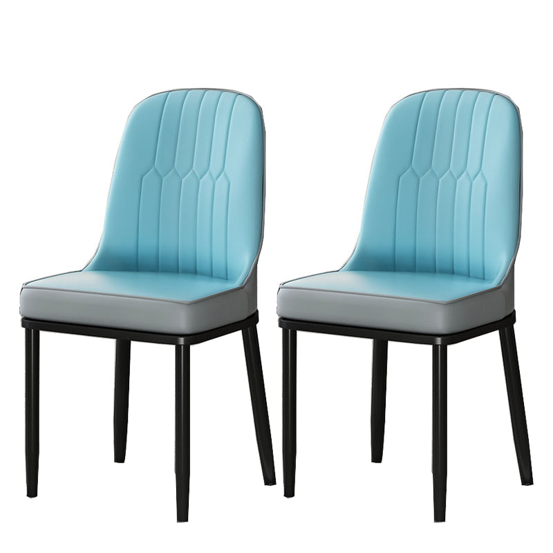 Glam Style Parsons Side Chair Faux Leather Indoor Dining Chair Blue 2 Piece Set Black Clearhalo 'Dining Chairs' 'Dining Tables & Seating' 'dining_chair' 'furn' 'furn_dining_chair' 'Furniture' 'furniture_dining_chair' 'Kitchen & Dining Furniture' 4978444