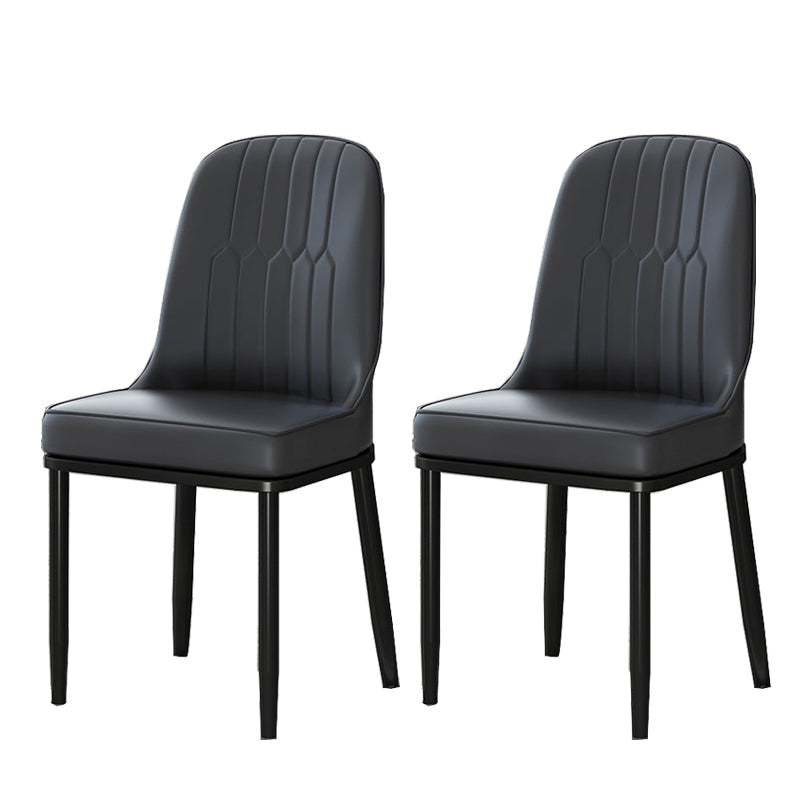 Glam Style Parsons Side Chair Faux Leather Indoor Dining Chair Black 2 Piece Set Black Clearhalo 'Dining Chairs' 'Dining Tables & Seating' 'dining_chair' 'furn' 'furn_dining_chair' 'Furniture' 'furniture_dining_chair' 'Kitchen & Dining Furniture' 4978446