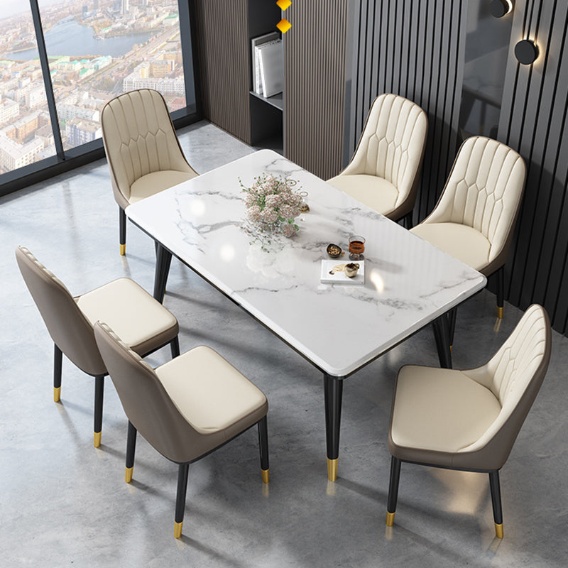 Glam Style Parsons Side Chair Faux Leather Indoor Dining Chair Clearhalo 'Dining Chairs' 'Dining Tables & Seating' 'dining_chair' 'furn' 'furn_dining_chair' 'Furniture' 'furniture_dining_chair' 'Kitchen & Dining Furniture' 4978447