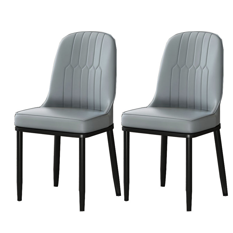 Glam Style Parsons Side Chair Faux Leather Indoor Dining Chair Grey 2 Piece Set Black Clearhalo 'Dining Chairs' 'Dining Tables & Seating' 'dining_chair' 'furn' 'furn_dining_chair' 'Furniture' 'furniture_dining_chair' 'Kitchen & Dining Furniture' 4978448