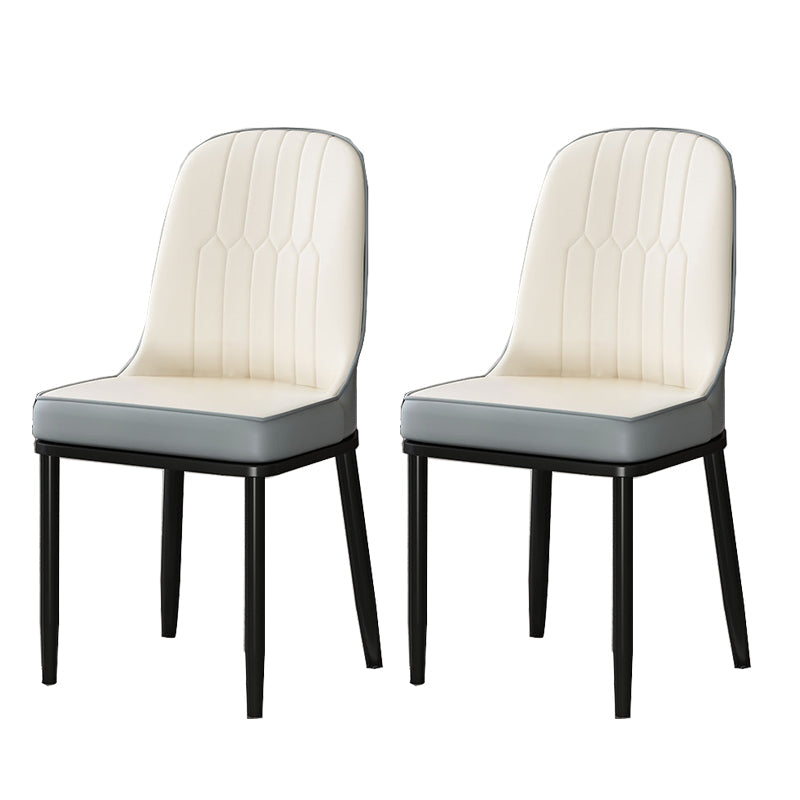 Glam Style Parsons Side Chair Faux Leather Indoor Dining Chair Off-White 2 Piece Set Black Clearhalo 'Dining Chairs' 'Dining Tables & Seating' 'dining_chair' 'furn' 'furn_dining_chair' 'Furniture' 'furniture_dining_chair' 'Kitchen & Dining Furniture' 4978450