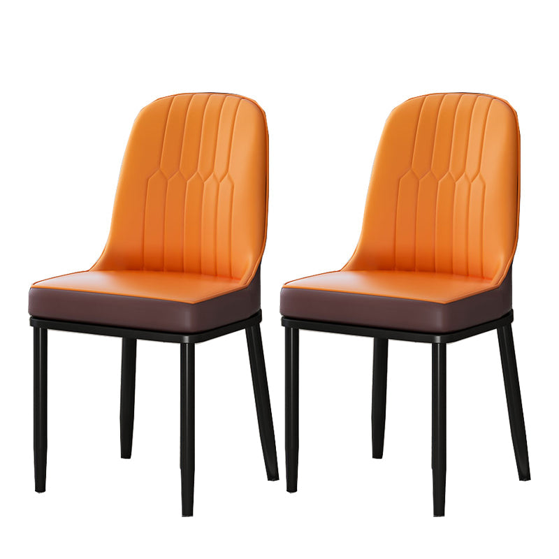 Glam Style Parsons Side Chair Faux Leather Indoor Dining Chair Orange 2 Piece Set Black Clearhalo 'Dining Chairs' 'Dining Tables & Seating' 'dining_chair' 'furn' 'furn_dining_chair' 'Furniture' 'furniture_dining_chair' 'Kitchen & Dining Furniture' 4978451