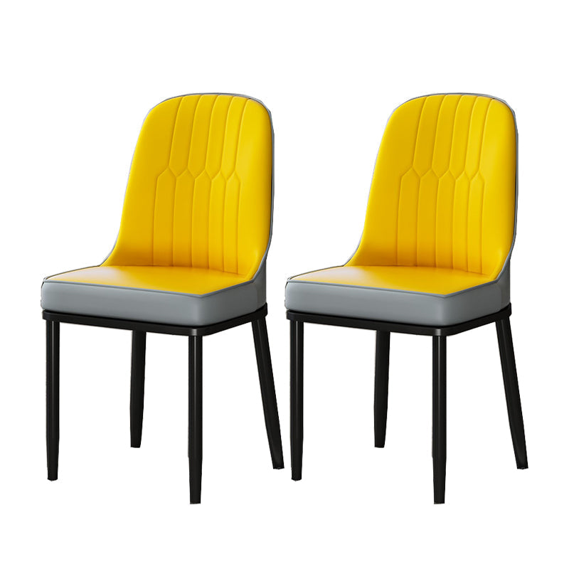 Glam Style Parsons Side Chair Faux Leather Indoor Dining Chair Yellow 2 Piece Set Black Clearhalo 'Dining Chairs' 'Dining Tables & Seating' 'dining_chair' 'furn' 'furn_dining_chair' 'Furniture' 'furniture_dining_chair' 'Kitchen & Dining Furniture' 4978453