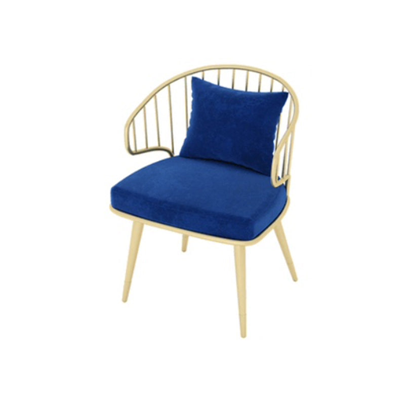 Metal Arm Chair Glam Style Windsor Back Dining Chair for Dining Room Blue 1 Piece Clearhalo 'Dining Chairs' 'Dining Tables & Seating' 'dining_chair' 'furn' 'furn_dining_chair' 'Furniture' 'furniture_dining_chair' 'Kitchen & Dining Furniture' 4978457
