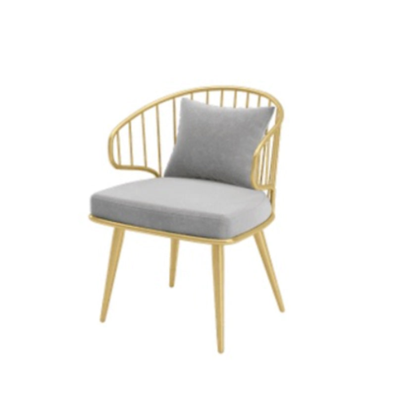 Metal Arm Chair Glam Style Windsor Back Dining Chair for Dining Room Light Gray 1 Piece Clearhalo 'Dining Chairs' 'Dining Tables & Seating' 'dining_chair' 'furn' 'furn_dining_chair' 'Furniture' 'furniture_dining_chair' 'Kitchen & Dining Furniture' 4978462